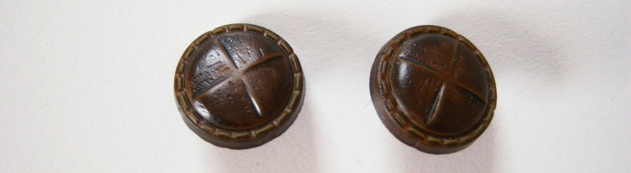 Walnut Brown Faux Leather 3/4" Shank Metal Button