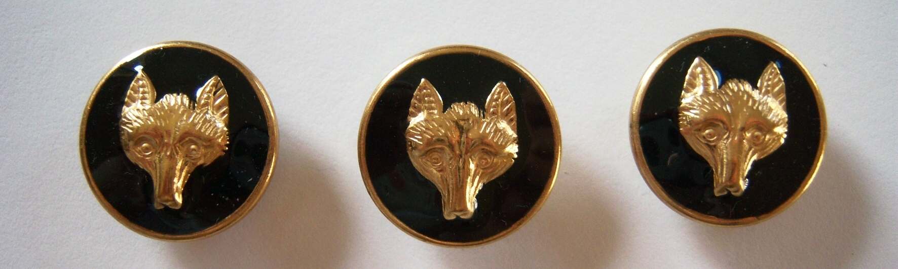 Black/Gold Fox Head 3/4" Poly Button