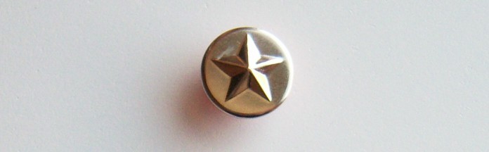 Silver Round Raised Star 3/4" Shank Metal Button