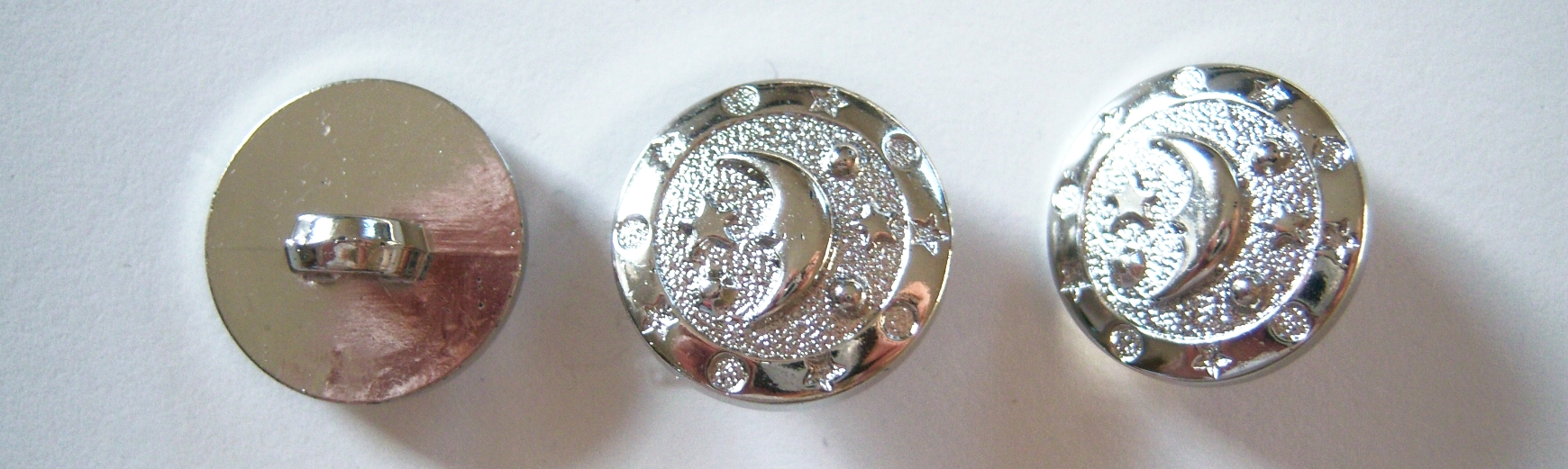 Silver Moon/Stars 3/4" Shank Poly Button
