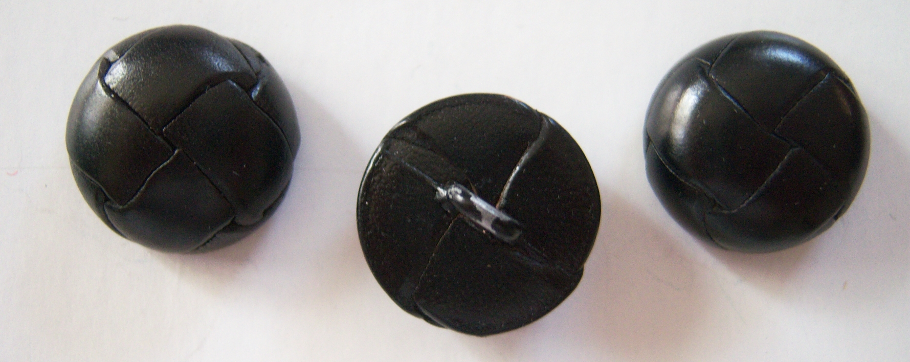 Black Leather 7/8" Shank Button