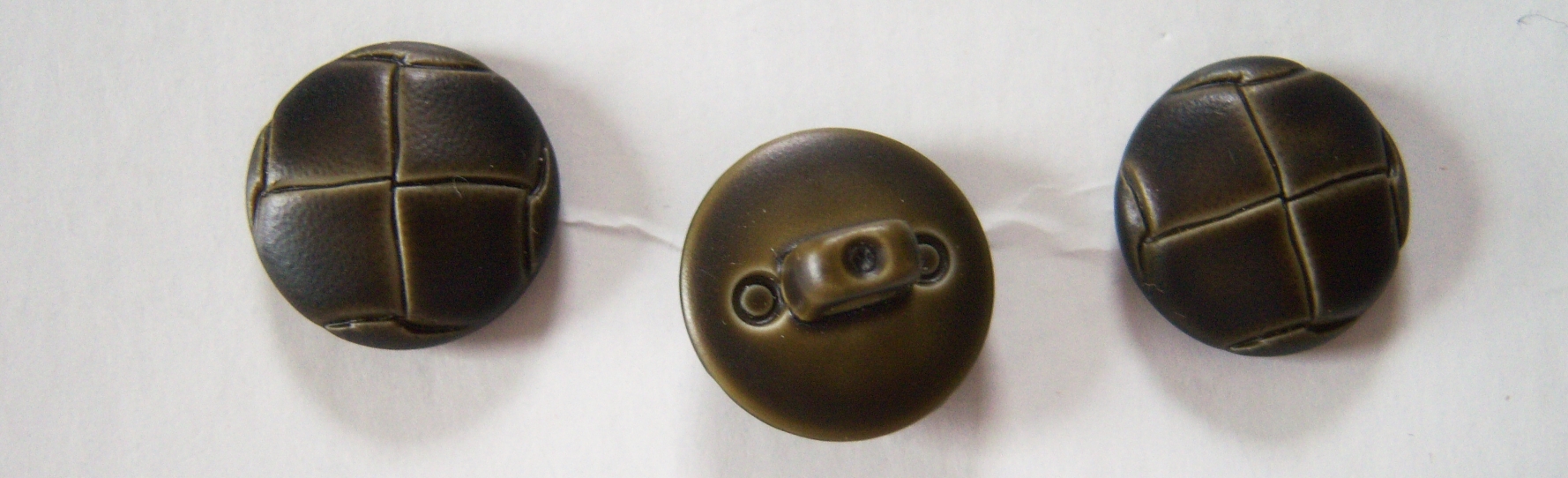 Dk Olive Faux Leather 5/8" Shank Poly Button