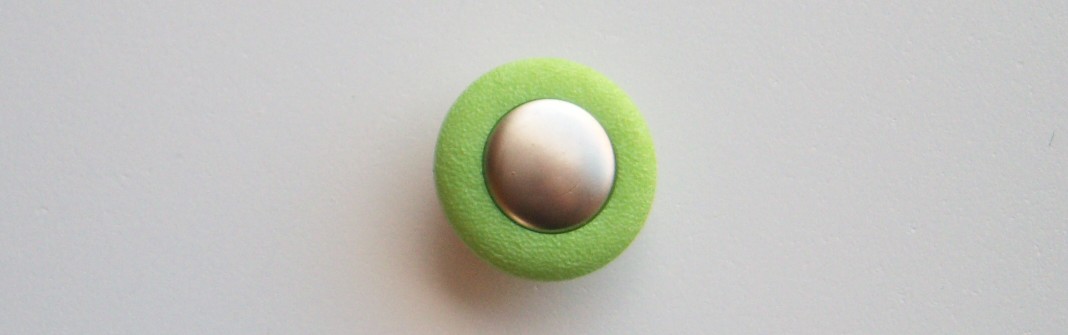 Lime/Brushed Silver Center 3/4" Poly Shank Button