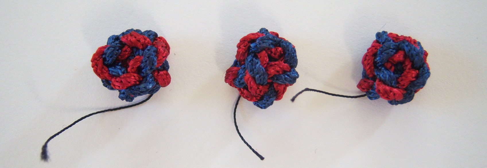 Chinese Knot Button Rose/Lt Blue/Black