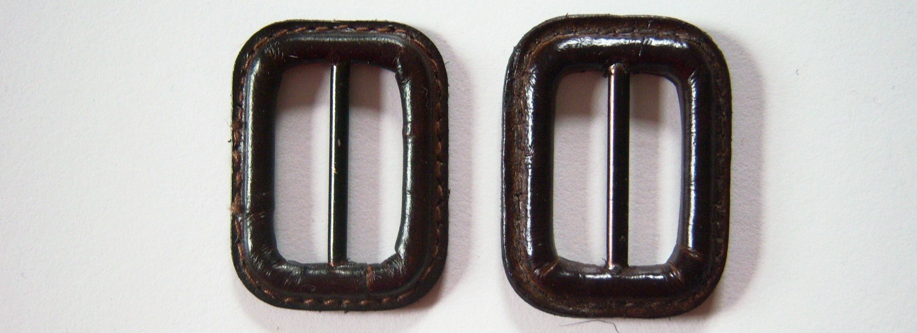Dk Brown 1" Bar Leather 1 1/8"x1 1/2" Two Buckle Set