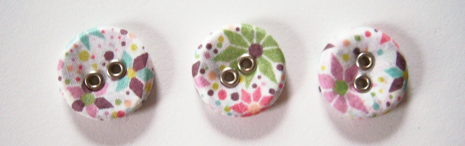 Floral Fabric/Silver 3/4" Metal 2 Hole Button