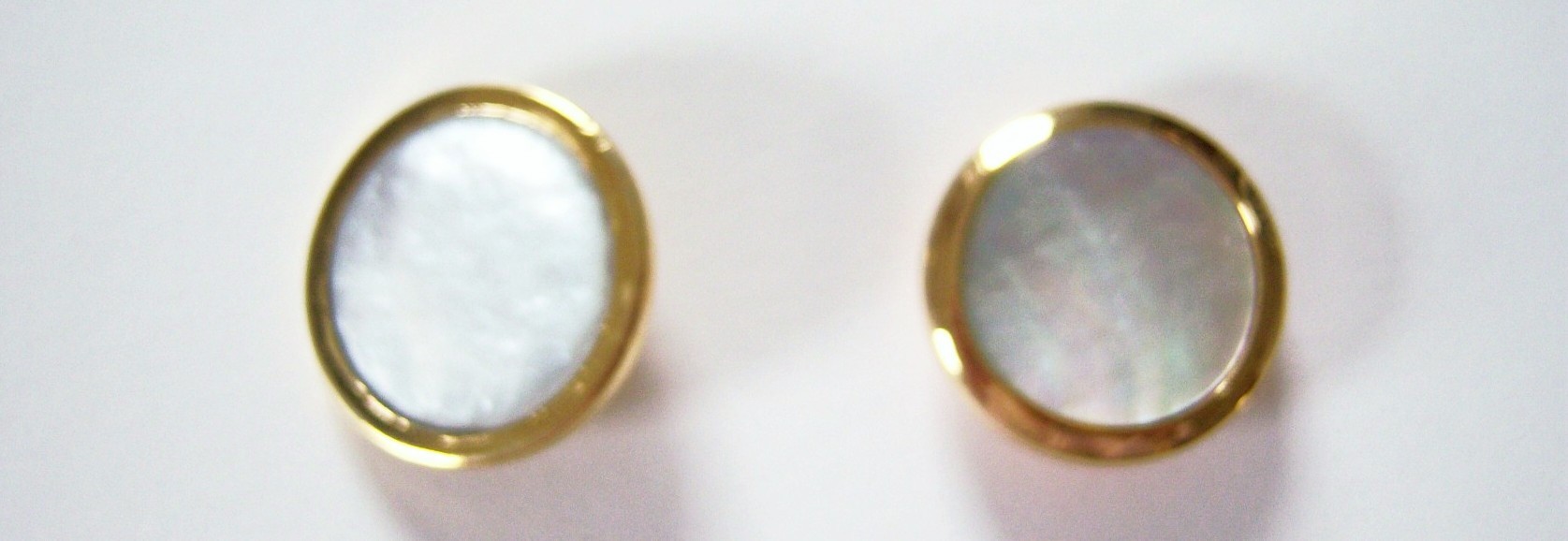 Pale Blue Pearlized/Gold 7/8" Poly Shank Button