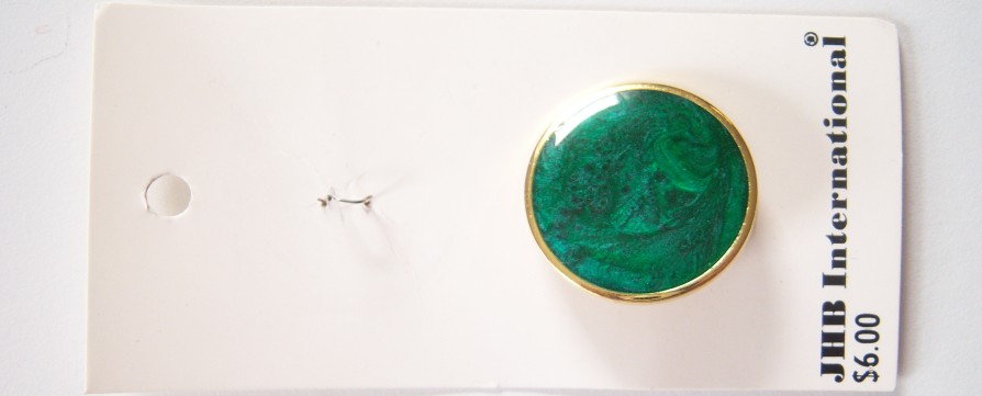 JHB Emerald/Gold Shank 1" Button Card