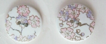 White/Floral 7/8" Poly 2 Hole Button