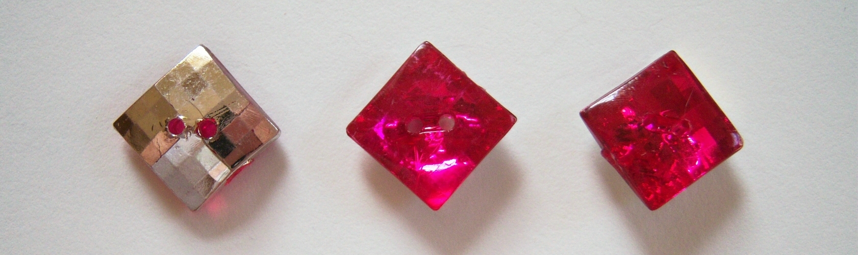 Shocking Pink Crystal/Silver Back 13/16" 2 Hole Button
