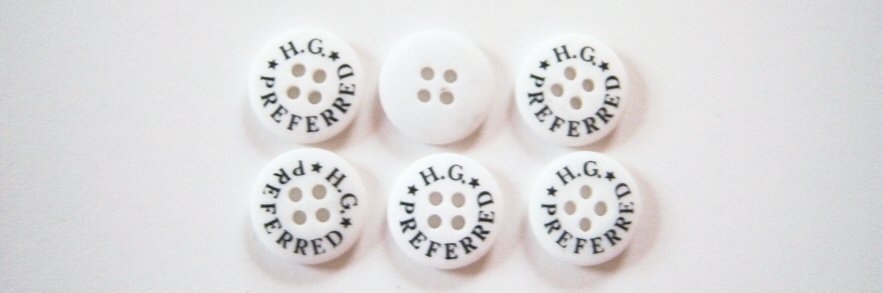 White/Black HG Preferred 1/2" Poly 4 Hole Button