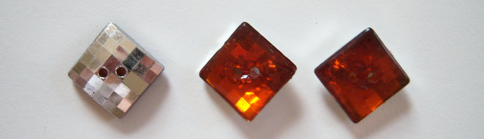 Burnt Orange Crystal/Silver Back 13/16" 2 Hole Button