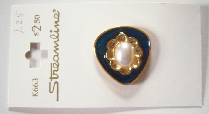 Royal/Gold/Pearl 1" Shank Poly Button