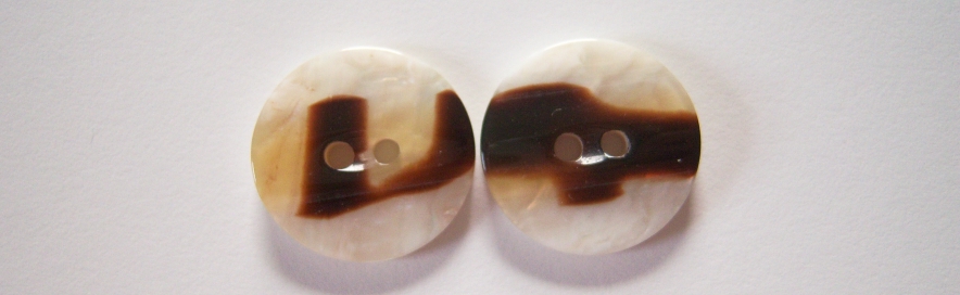White/Brown 3/4" Pearlized 2 Hole Poly Button