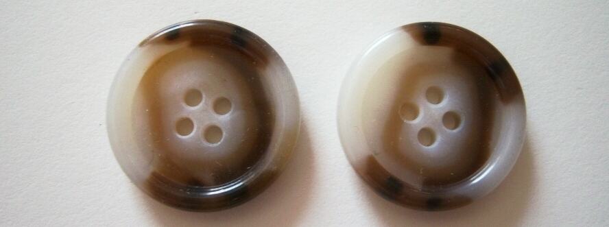 White/Dk Brown Marbled 1" Button