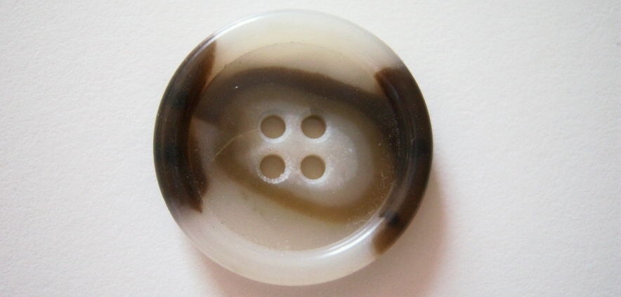 White/Dk Brown Marbled 1 1/4" Button