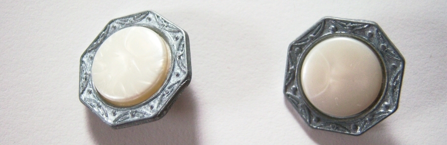 Grey/Ivory Pearl 3/4" Shank Button