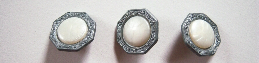 Grey/Ivory Pearl 5/8" Shank Button