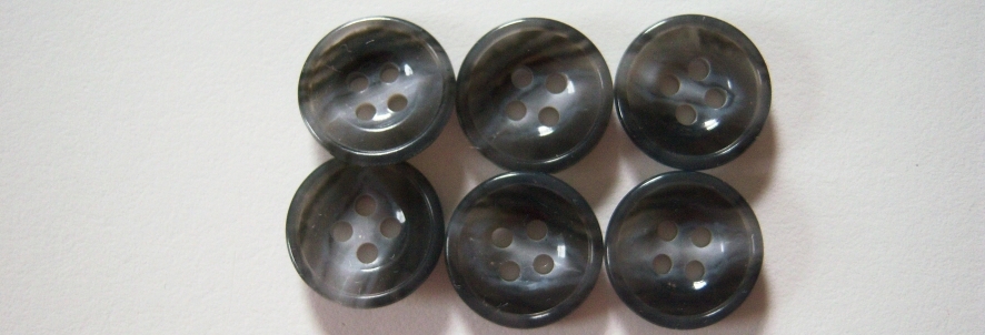 Graphite/White Marbled 5/8" 4 Hole Poly Button
