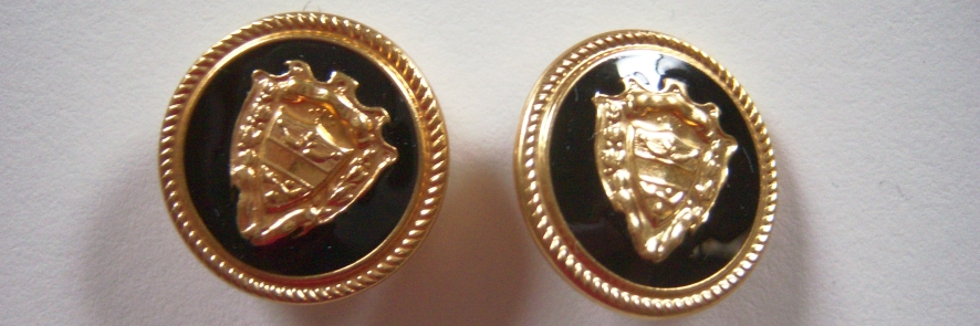 Gold Coat of Arms on Black 3/4" Metal Button