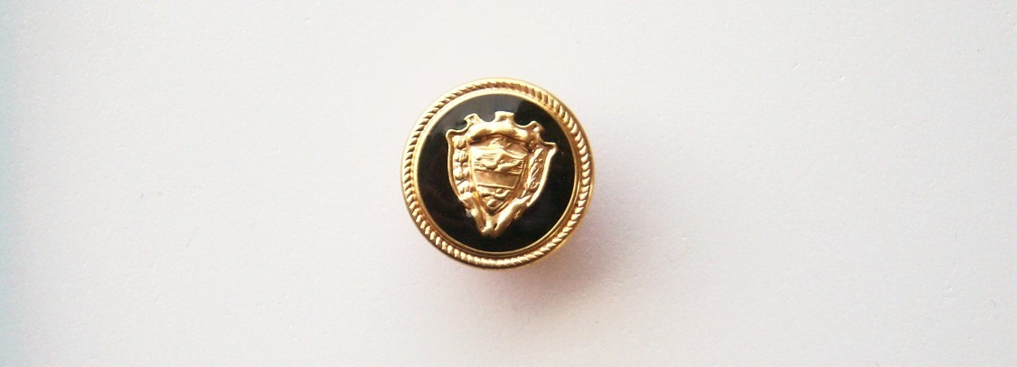 Gold Coat of Arms on Black 5/8" Metal Button