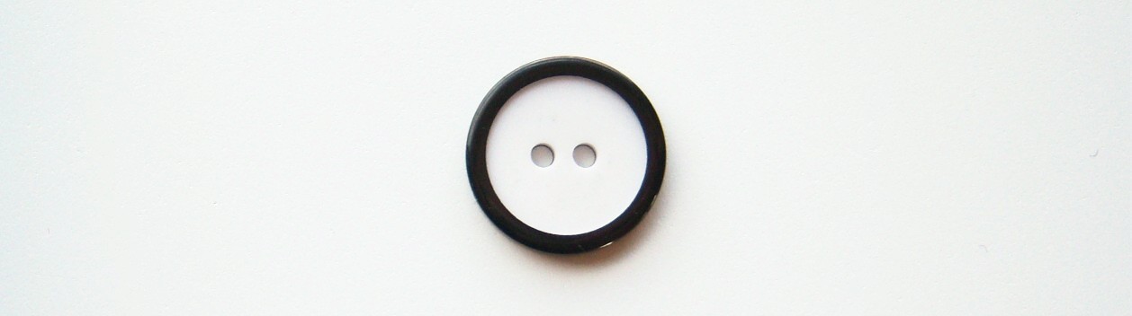 Black Rim on White 3/4" Poly Button