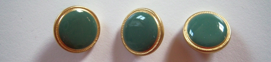 Green/Gold Rim 5/8" Metal Shank Button