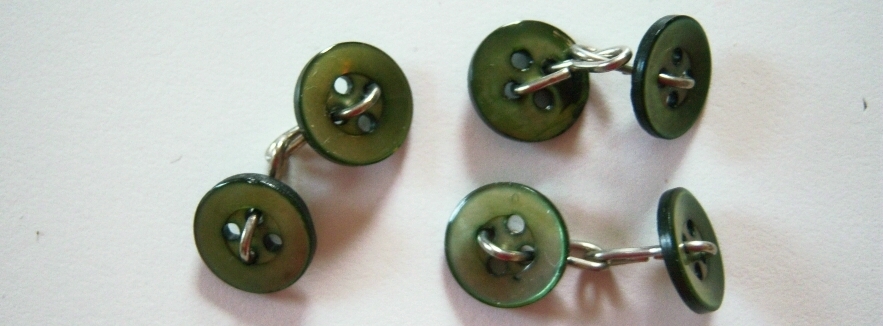 Green Pearlized 1/2" 4 Hole 2 Linked Buttons