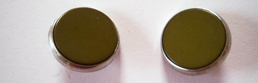 Olive/Silver 3/4" Metal Shank Button