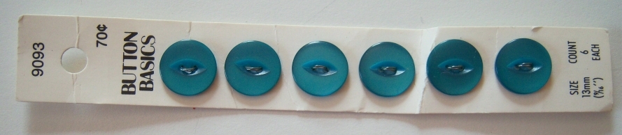 Teal 9/16" Pearlized 2 Hole 6 Button Strip