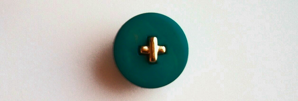 Teal/Gold x Center 1 1/4" Poly Shank Coat Button