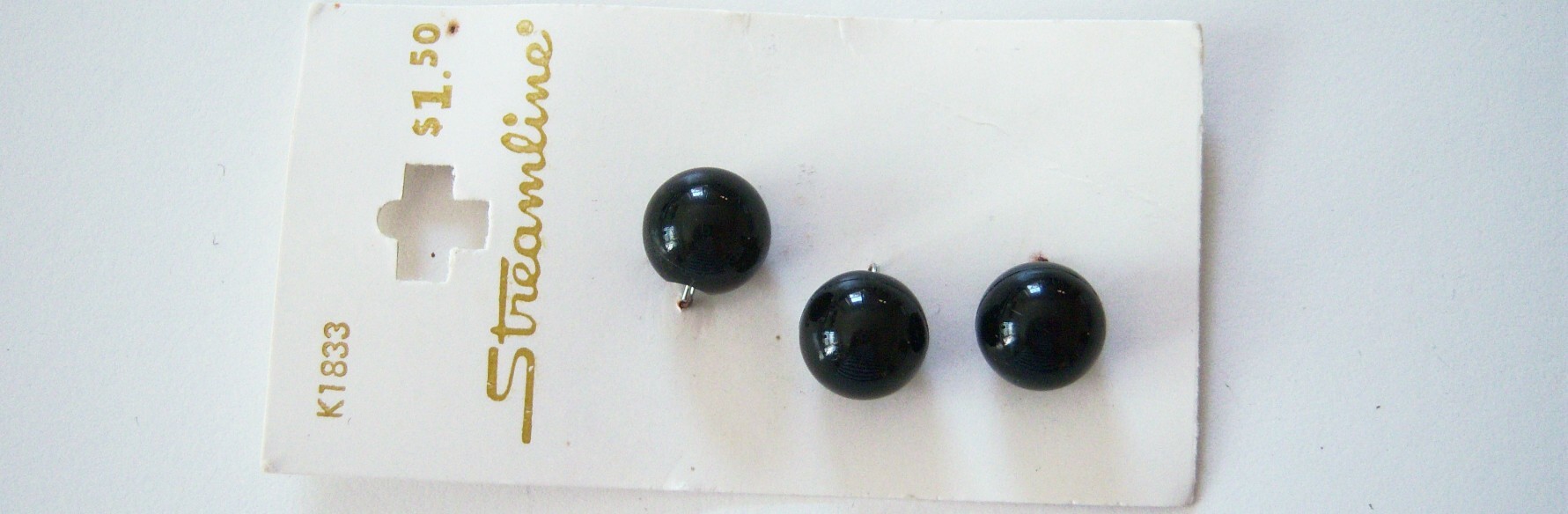Black 7/16" Shiny Three Ball Button Card