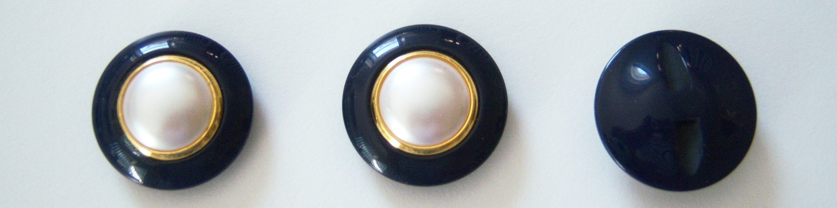 Navy/Gold/White Pearl 1 1/8" Shank Poly Button