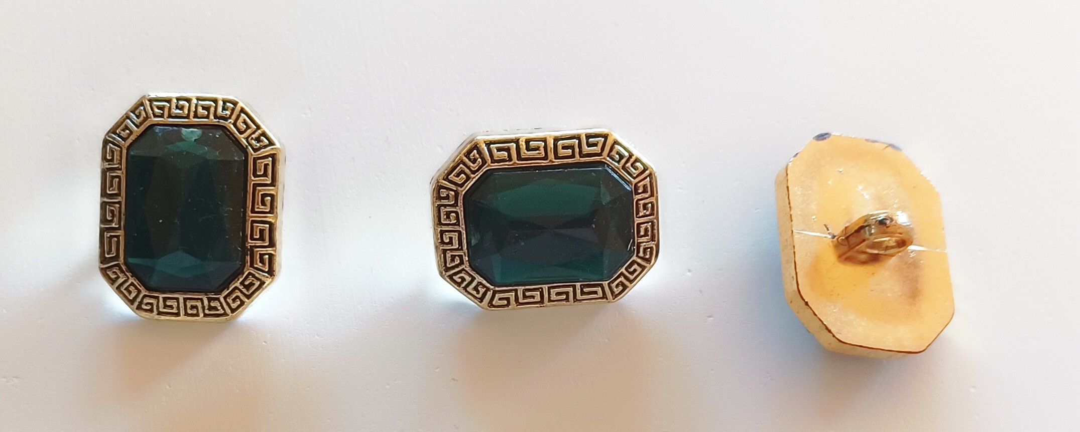 Gold/Black/Green Crystal Center 1" Shank Poly Button