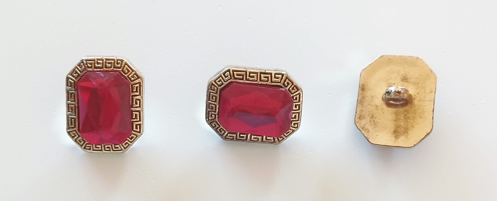 Gold/Black/Red Crystal Center 1" Shank Poly Button