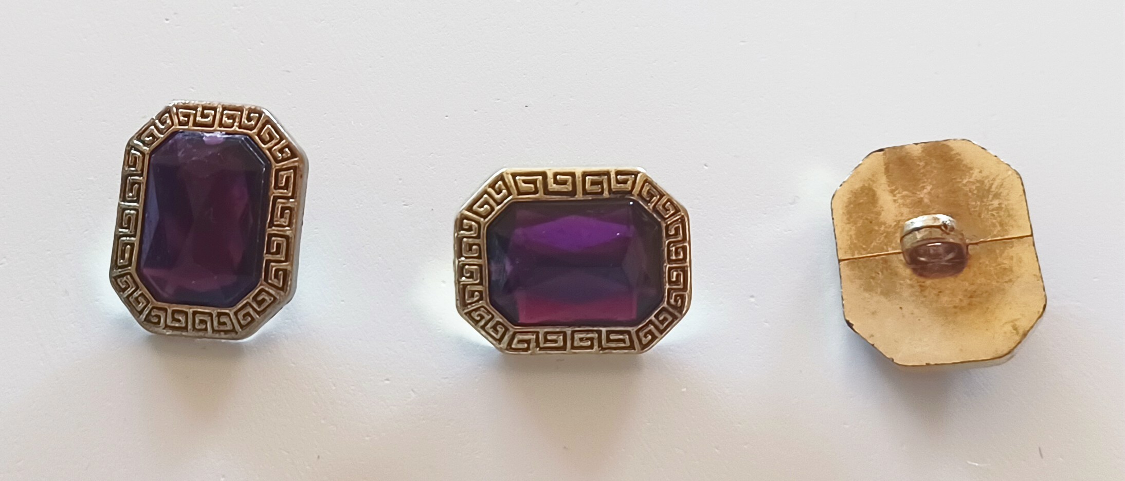 Gold/Black/Purple Crystal Center 1" Shank Poly Button