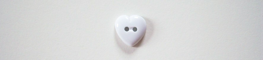 White Heart 1/2" Poly 2 Hole Button