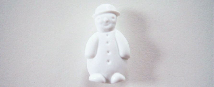 White snowman 1 1/8" with shank back poly button.