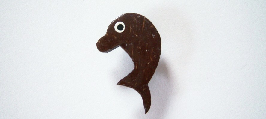 Coconut shell dolphin 3/4" x 1 1/4" shank back button.