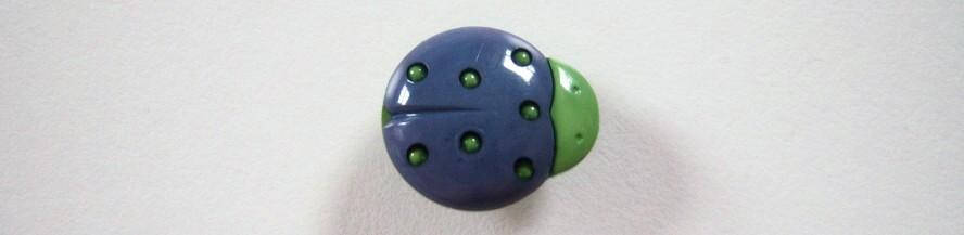 Purple/lime ladybug 3/4 " shank back poly button.