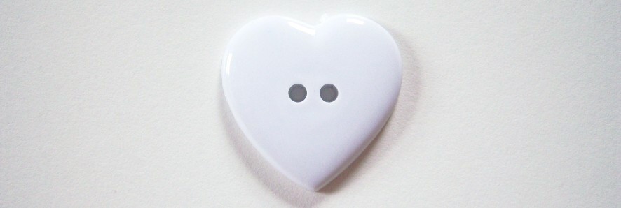 White heart 1 3/16" 2 hole poly button.
