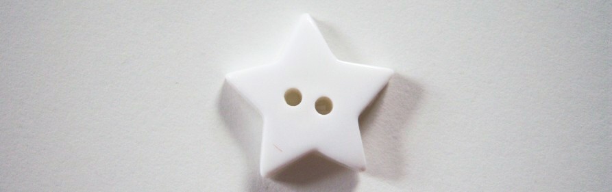 Solid white star 1" with 2 holes poly button.