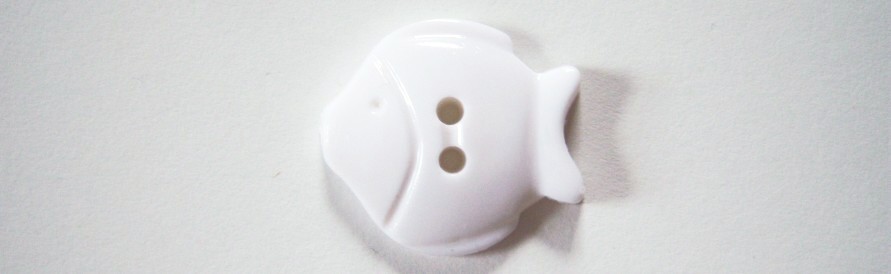 Solid white fish 1" with 2 holes poly button.