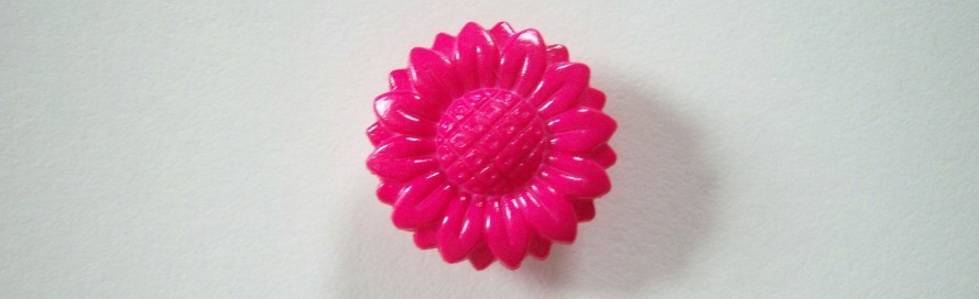 Solid Hot Pink flower 3/4" shank back poly button.