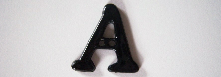 Black letter А 1 1/8" with 2 holes poly button.