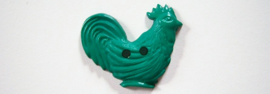 Solid green detailed rooster 1 1/4" 2 hole poly button.