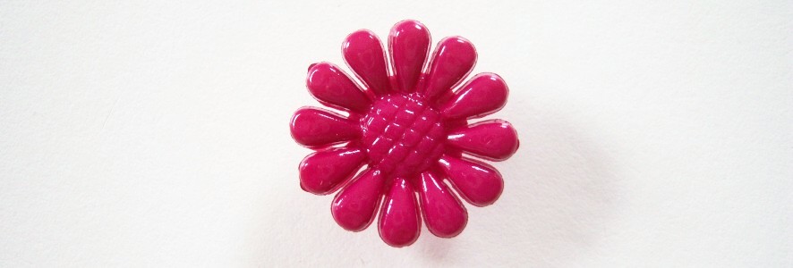 Solid fuchsia flower 3/4" shank back shiny poly button.