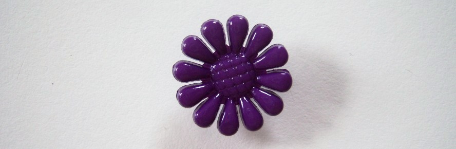 Solid purple flower 3/4" shank back shiny poly button.