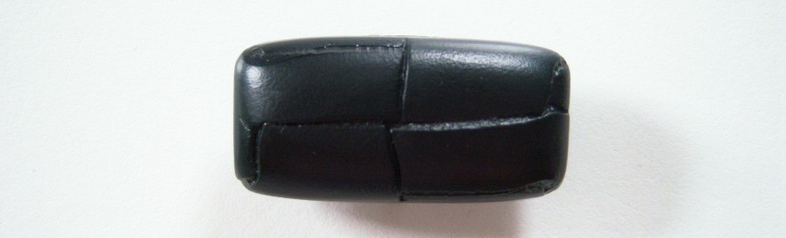 Black rectangle faux leather 3/4" x 1 3/8" shank back poly toggle button.