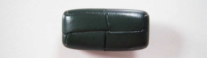Dk Green rectangle faux leather 3/4" x 1 3/8" shank back poly toggle button.